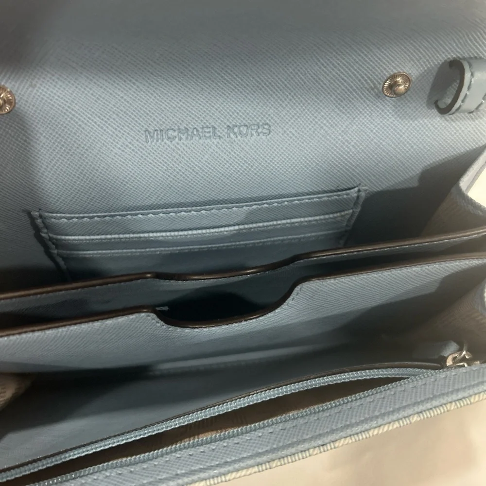 Michael Kors Light Blue Monogram Clutch - Picture 4 of 4